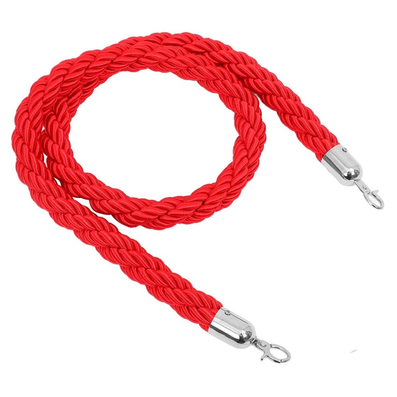 Red 1 Meter Twisted Rope Barrier With Stainless Steel Hooks For Crowd Control Hotel Reception Event Management - Image 1
